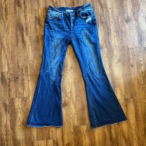 ROCKIN C Flare Jeans Distressed Blue Denim‎ High Rise Size 31
